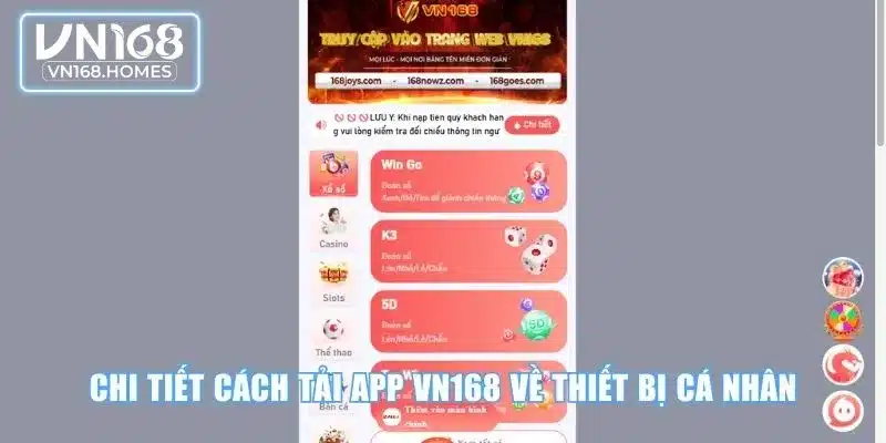 Chi tiết cách tải app VN168 về thiết bị cá nhân