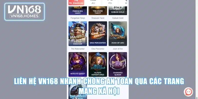 Liên hệ VN168 nhanh chóng an toàn qua các trang mạng xã hội