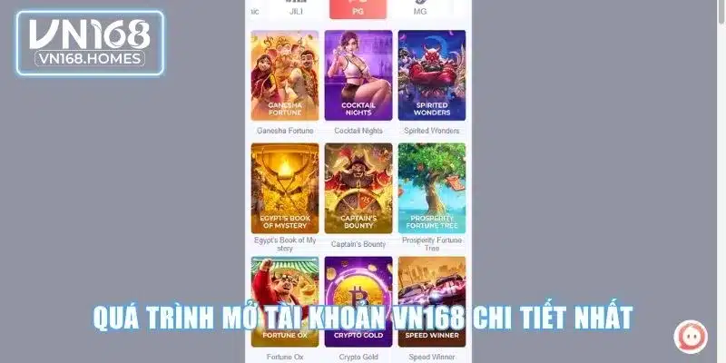Quá trình mở tài khoản VN168 chi tiết nhất
