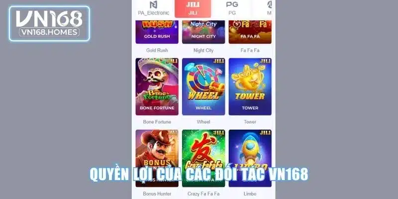 Quyền lợi của các đối tác VN168