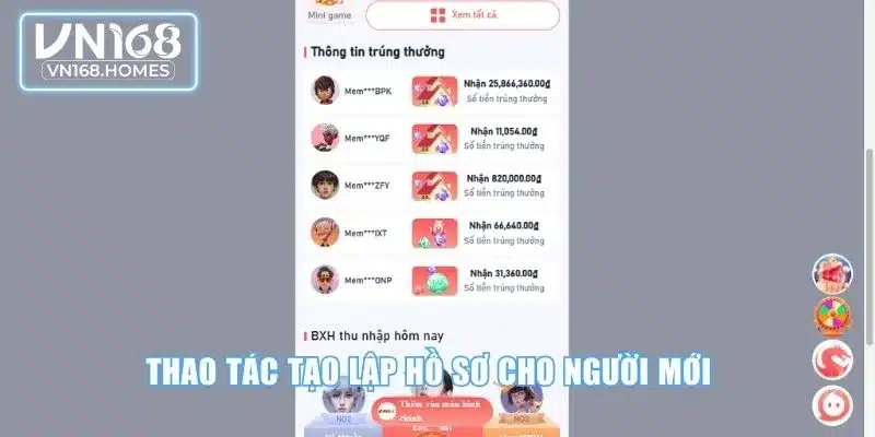 Thao tác tạo lập hồ sơ cho người mới