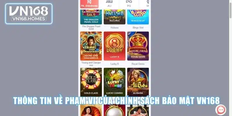 Thông tin về phạm vi của chính sách bảo mật VN168